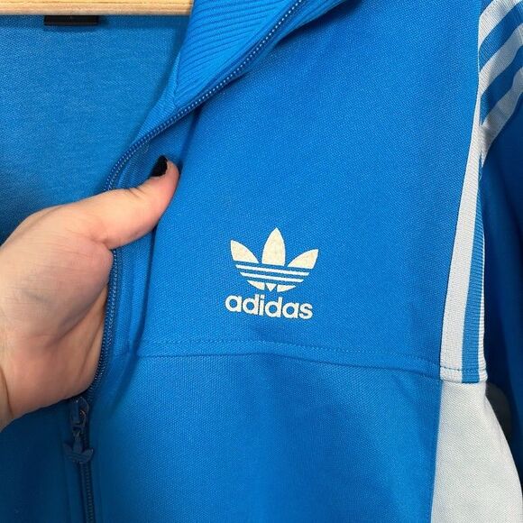 VTG Y2K Adidas Trefoil Track Jacket Mens L Blue 3 Stripe Full Zip 2005 - Picture 4 of 9